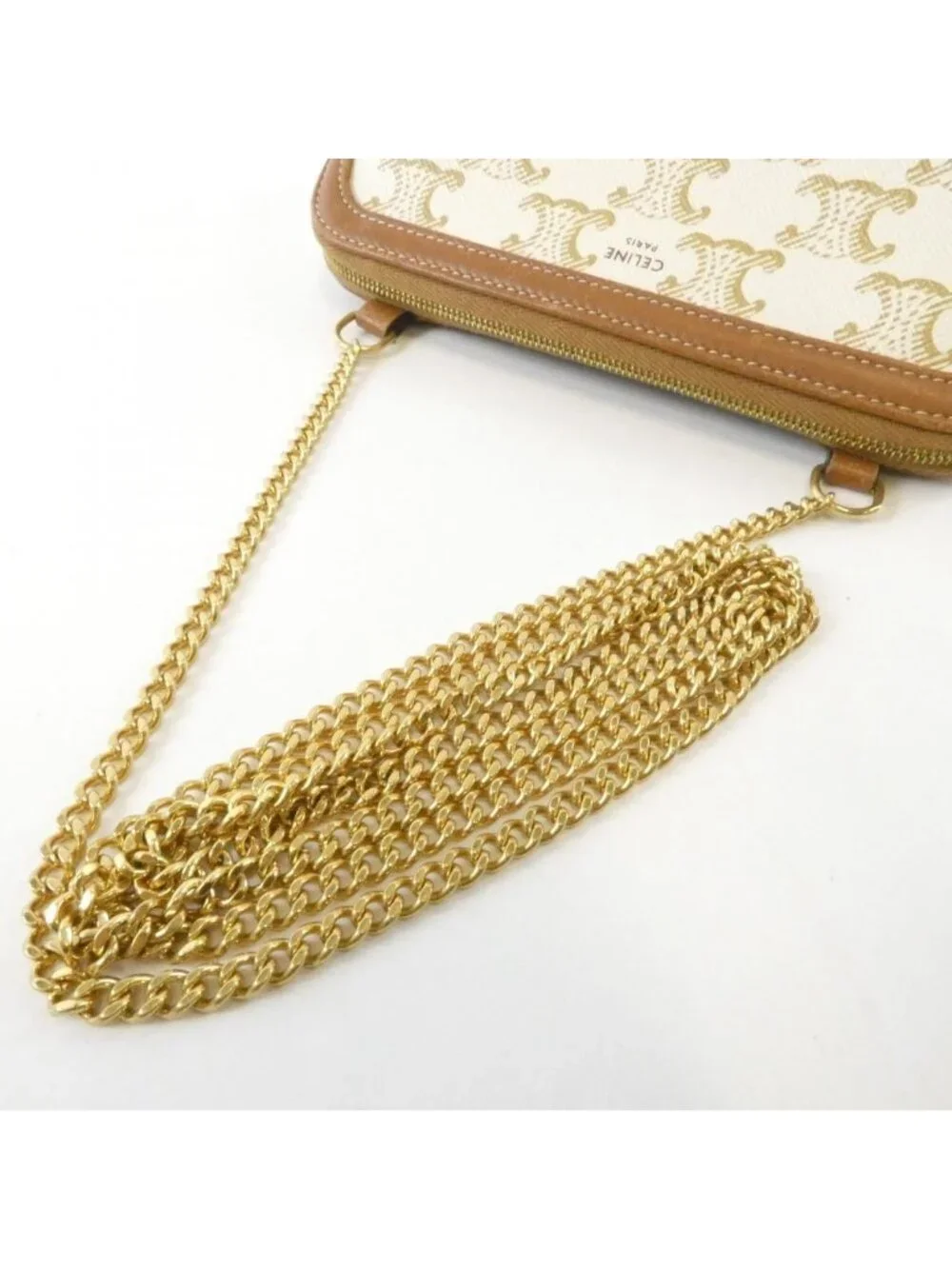 Celine Chain Clutch White